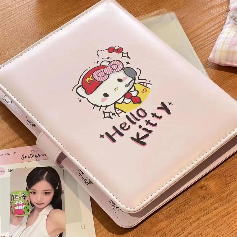 Sanrio Hello Kitty PU Card Collect Book A5 Cortex Sigongge Celeb Small Card Photo Storage Book Loose-leaf Magnetic Buckle Albums