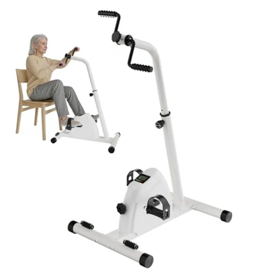 Arm Leg Pedal Exerciser Bike Hand Arm Leg and Knee Peddler Adjustable Fitness Equipment for Seniors Cardio Exercise in Black wi