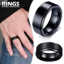 Anxiety Fidget Spinner Rings for Men Male Black Stainless Steel Rotate for Women Anti Stress Accessories Jewelry S2T6