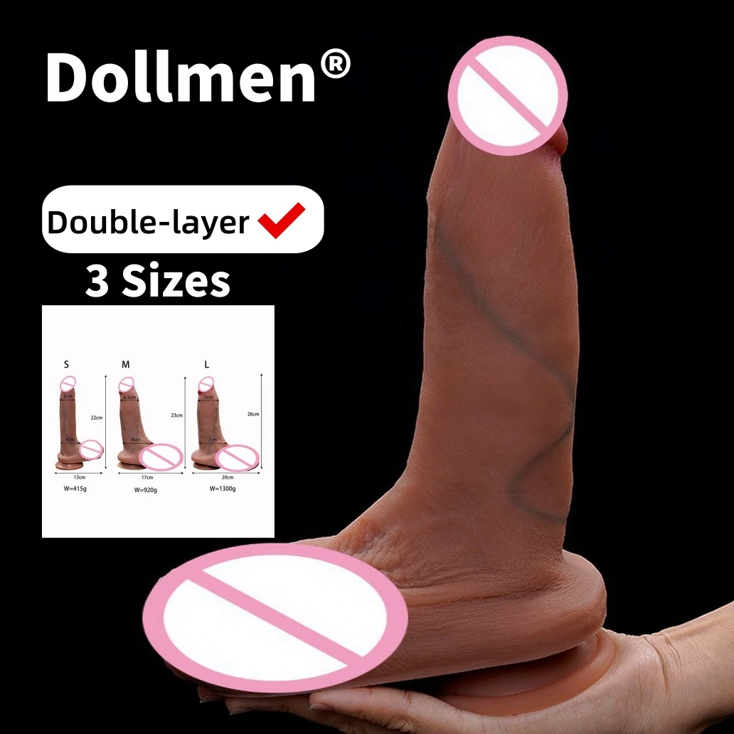 Double-layer Realistic Dildo Silicone Dilldoo Penis Dick Cock Penetration Anal Vagina Sexy Adult Supplies Sex Toy Accessories 18