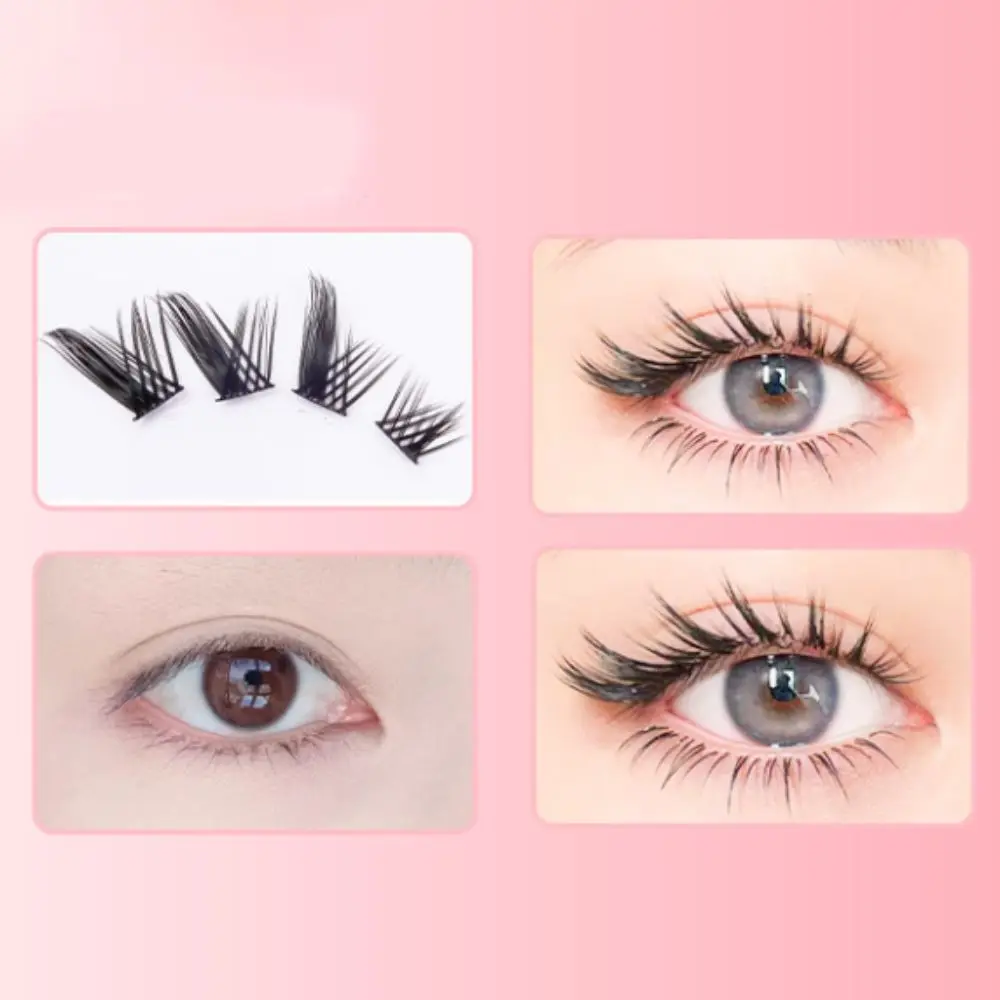 DIY セグメント化されたつけまつげマンガ愛らしい自己粘着まつげハードステム模倣動物接着剤不使用つけまつげ女性