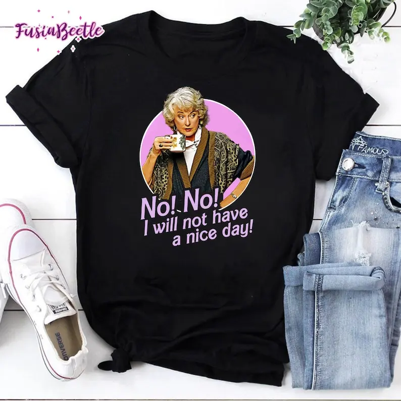 لا أستطيع يومًا لطيفًا دوروثي زبورناك ميمي جولدن جيرلز ستريتس 80 ثانية تلفزيون سيتكوم ملابس شارع جرافيك كبيرة الحجم عتيقة ريترو #1