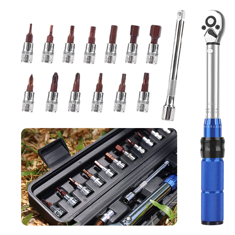 1 Set Quick-release Torque Wrench Repairing Tool High Precise Torque Preset Adjustable Ratchet Allen Key Tool Socket Spanner Kit