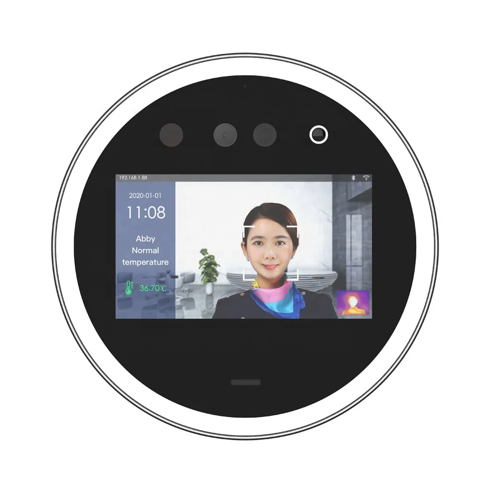 2.4G 5.8G Dual WIFI 5 Inch  Screen Face Recognition Voice Broadcast Light Indicator Temperature Measurement Dual Lens Camera
