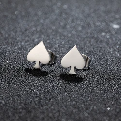 1Pair Stainless Steel Poker Spade Heart Earrings for Women Personality Stainless Steel Jewelry Club Party Gifts