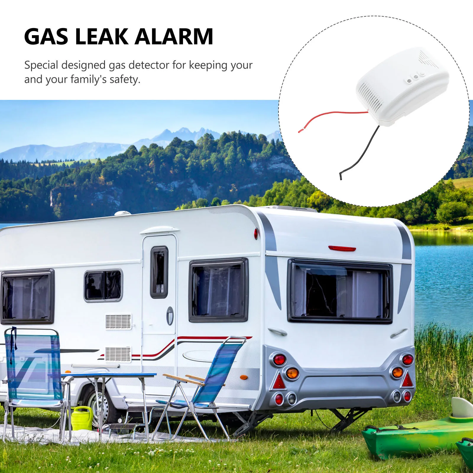 Sensor de fugas de gas natural Alarma de alta sensibilidad para vehículos Rv Seguridad duradera Natural