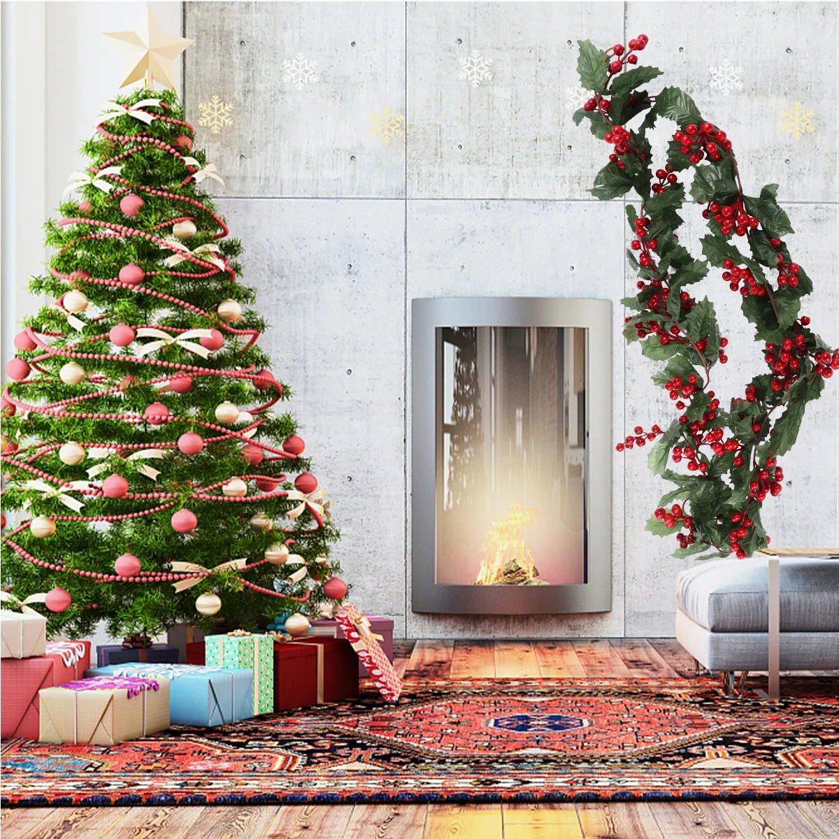 

1Pcs Christmas Rattan Wreath Simulated Pine Cone Artificial Fruit Decoration Colorful Natural Door Hanging Holiday Adornment