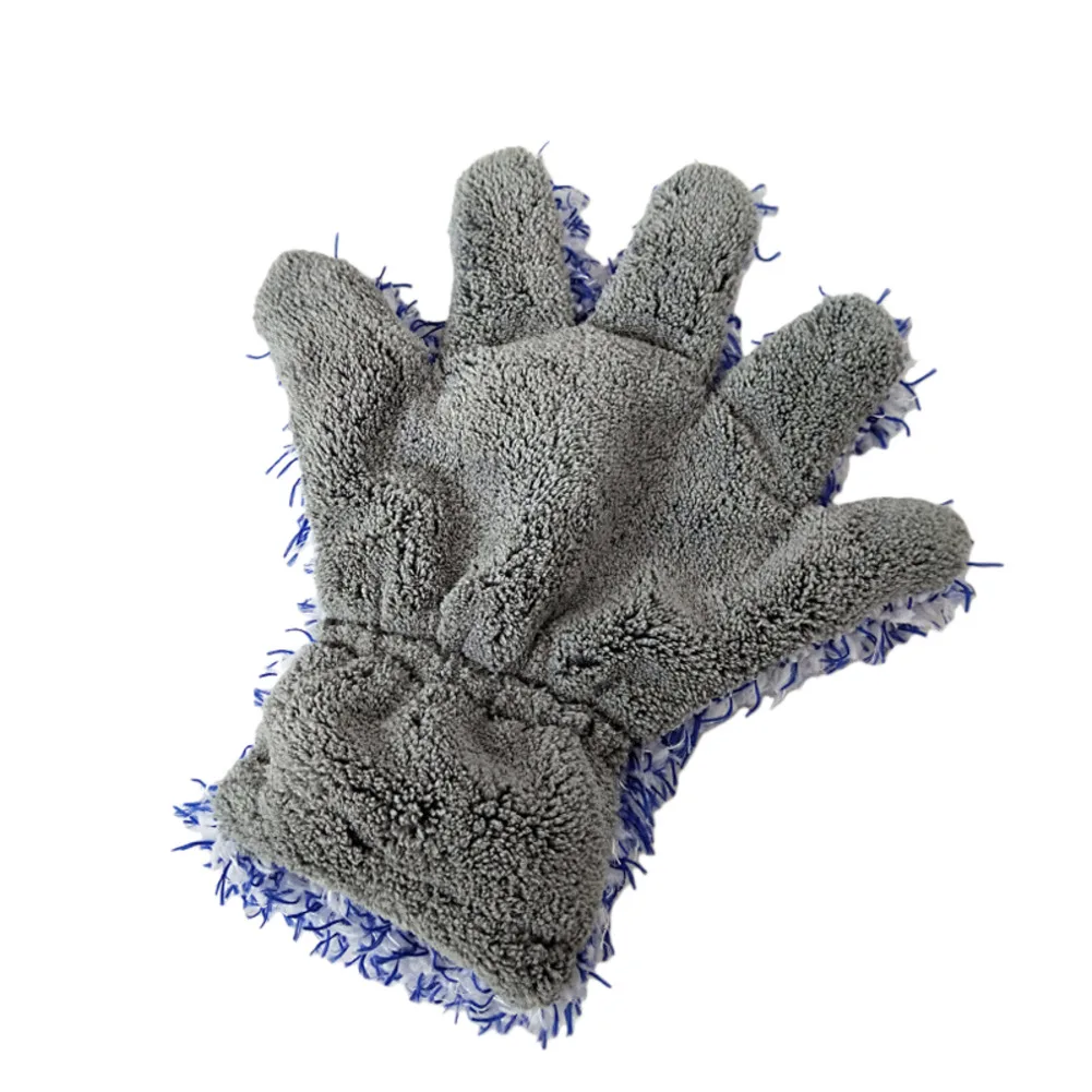 UltraFine Fiber FiveFinger Car Cleaning Gloves with Coral Fleece LongPile for Effective Car Washing and Detailing