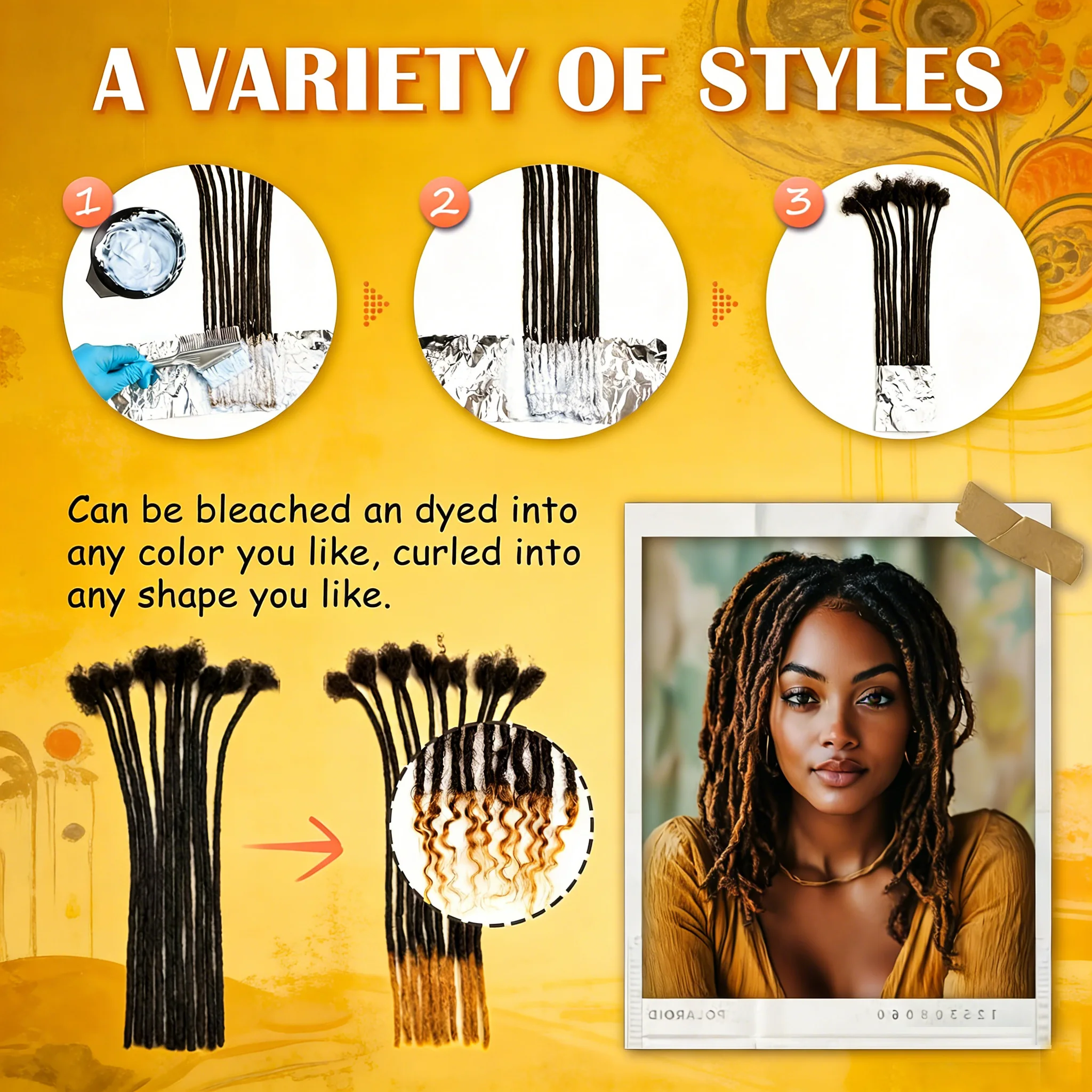 Dreadlock Extensions 0.8 Cm Width Locs Extensions Synthetic Hair For Men/Women Permanent Dread Locs Extensions Hair