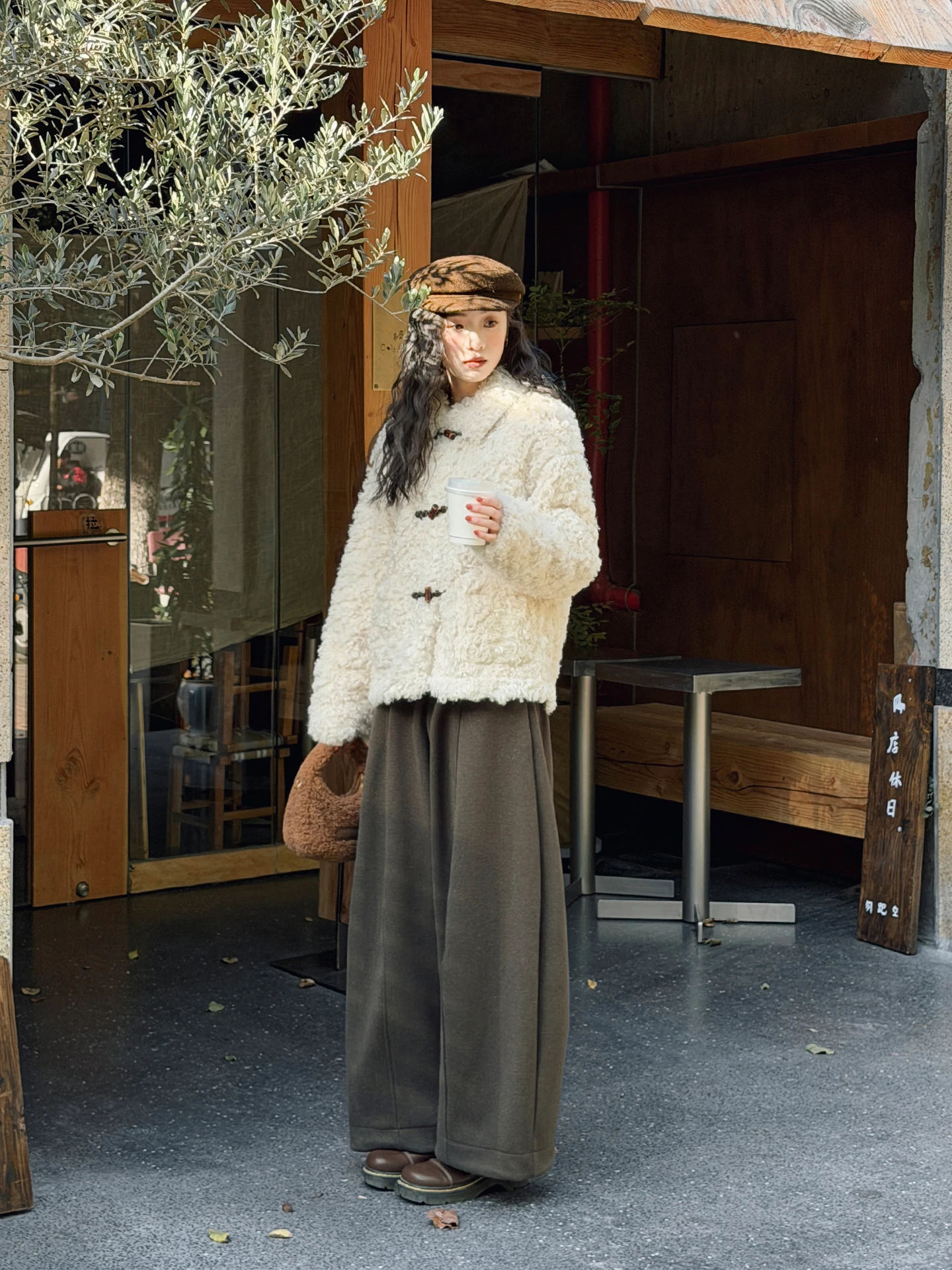 

Пальто свободного кроя с меховым воротником в корейском стиле, универсальное, с длинными рукавами, хлопковое, с круглым вырезом, на одной пуговице, цветное