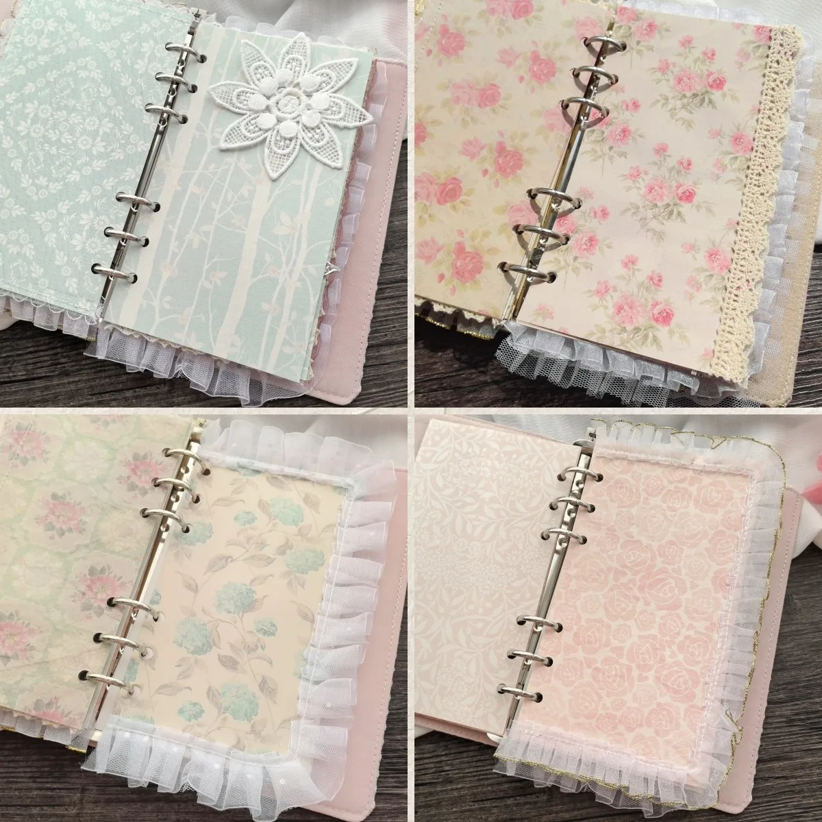 

Loose-leaf Lace Paper for A6 Journal, 6 Holes Handmade Lace Inner Page 172x95mm for Scrapbook, Retro Decorative Partition Page