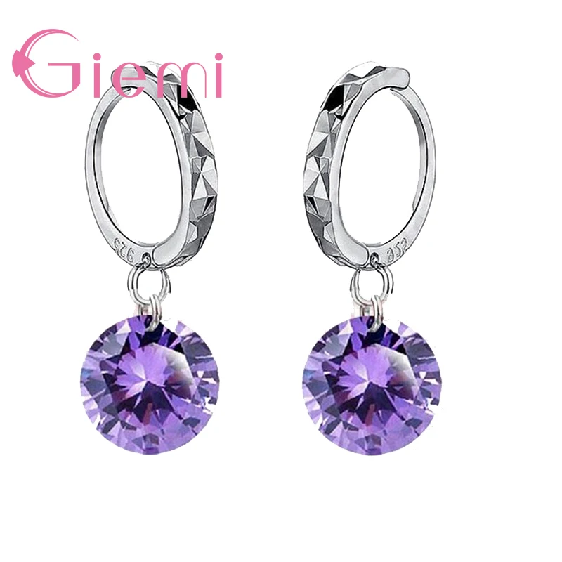 8 Colors Real 925 Sterling Silver High Quality Clear Cubic Zirconia Earrings Pendant For Women Crystal Jewelry Wholesale
