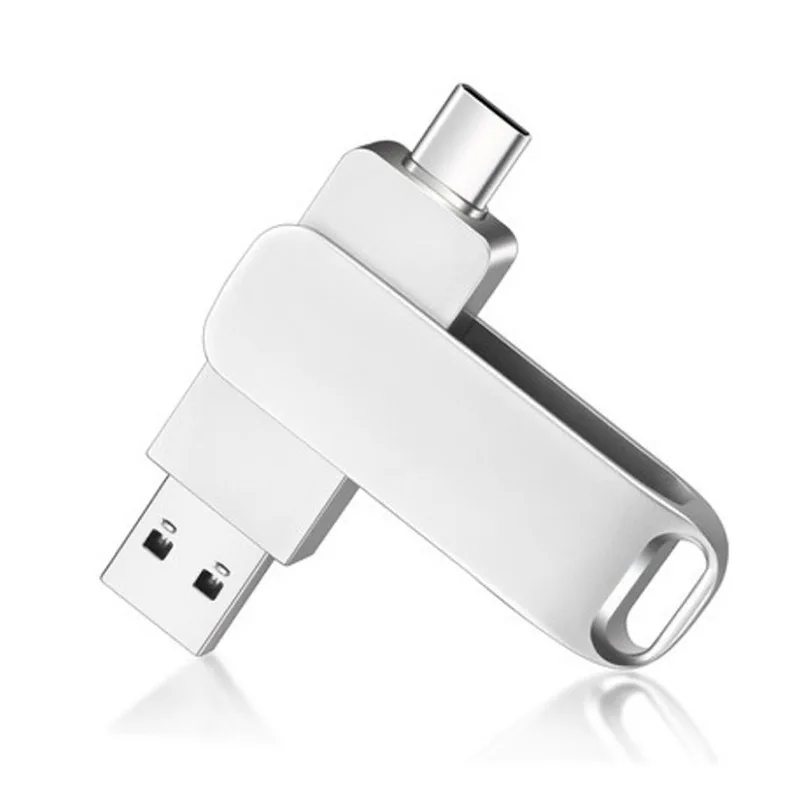 32GB Metal USB Flash Drive USB2.0 Type-C Dual Interface 360°Rotatable Pendrive For Smartphone Laptop Digital Storage Device