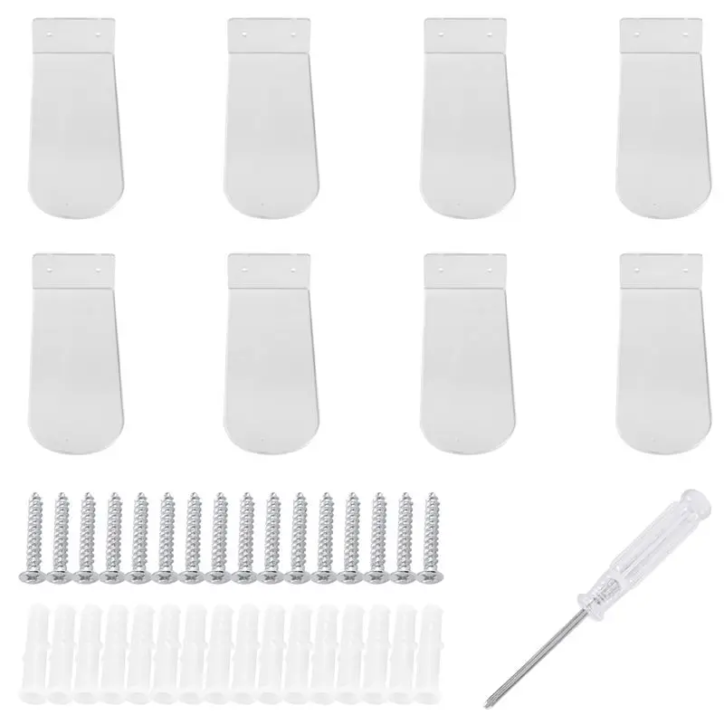 A93E-Floating Shoe Display Shelves For Wall Mount Set Of 8,Clear Acrylic Floating Shelves For Showcase Sneaker Collection