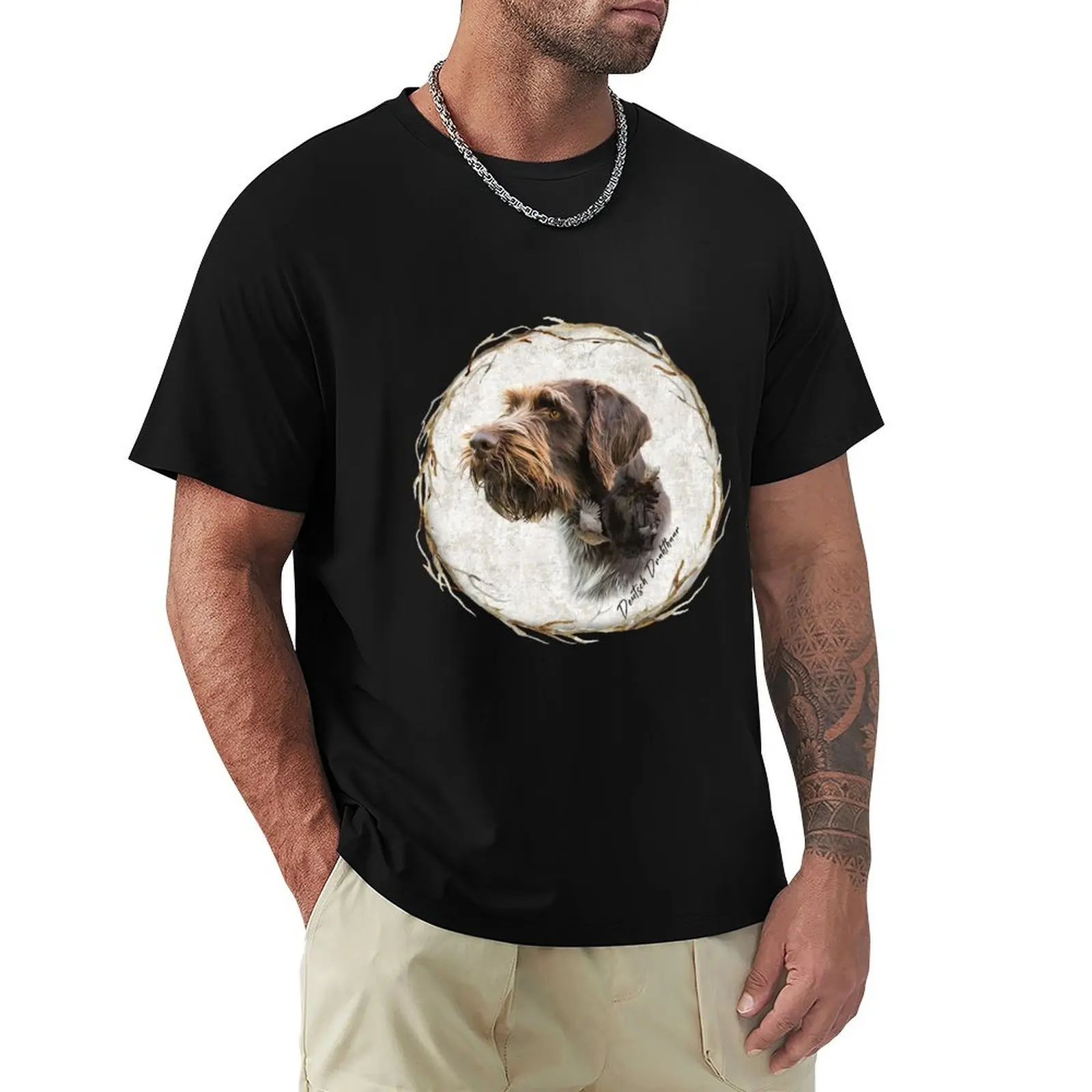 German Wirehaired Pointer's thoughts T-Shirt Vintage Style Printed Top