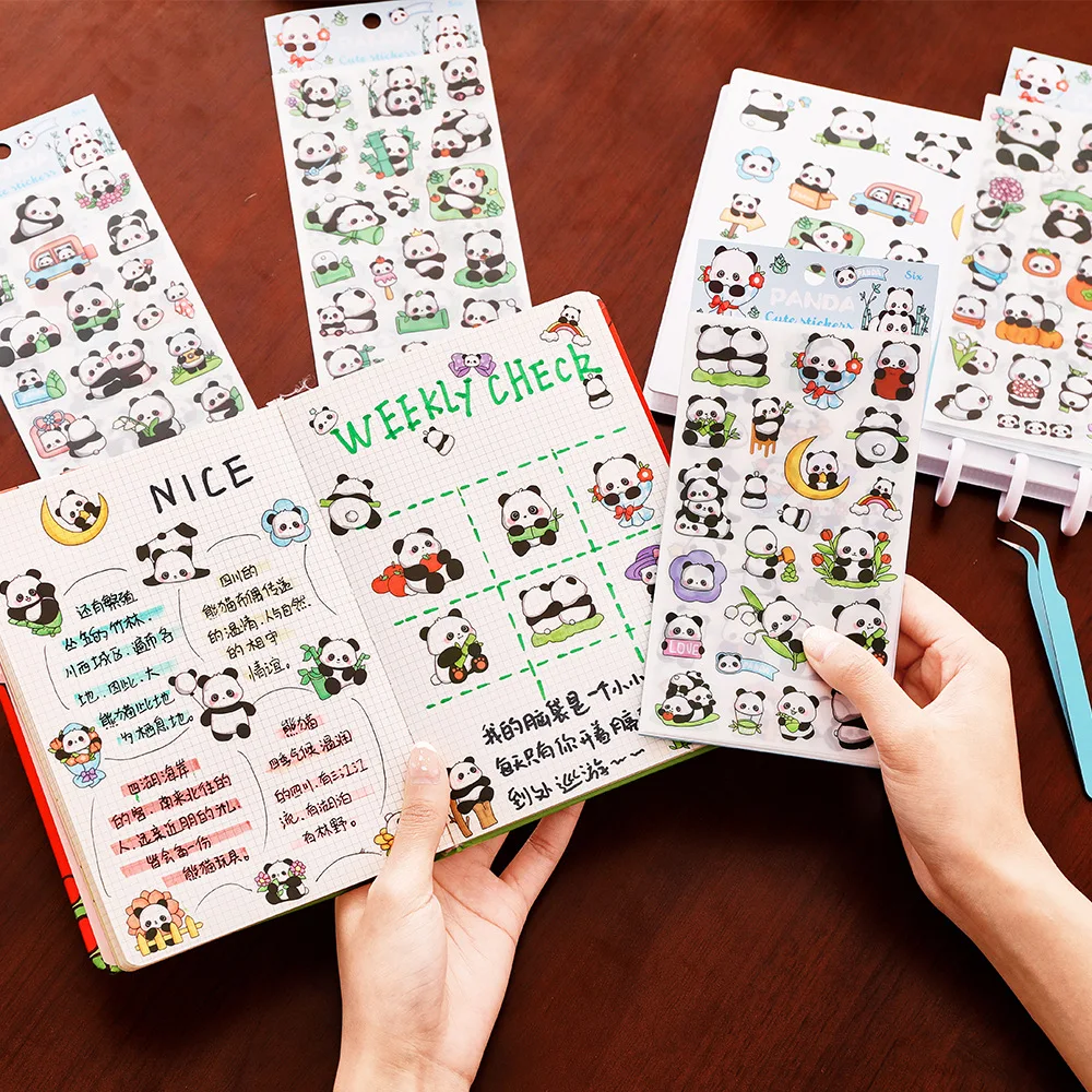 6sheet 1pcs Creative Cartoon Stickers Student Cute Gooka Hand-painted Stickers High-value Stationery DIY Hand-painted Stickers