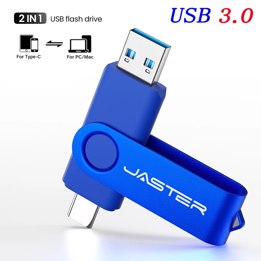 Business Gift Pen Drive 128GB TYPE-C USB3.0 2 IN 1 Memory Stick 64GB High Speed U Disk 32GB Rotatable USB 3.0 Flash Drive 16GB