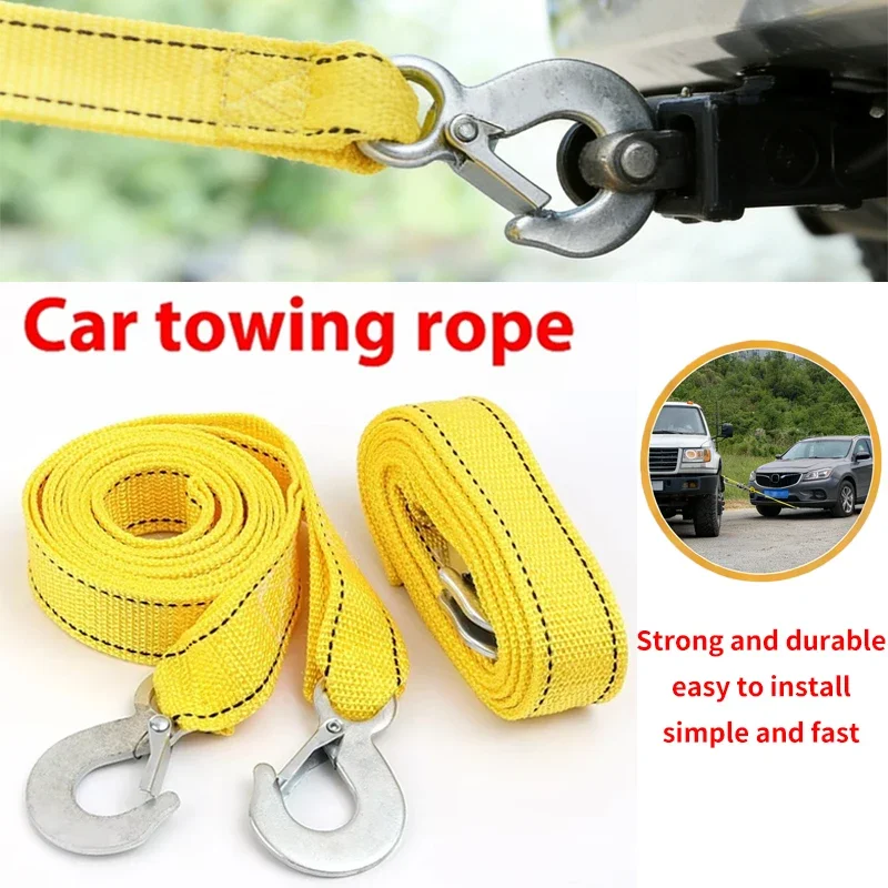Heavy Duty Car Tow Cable 5Ton 4M Trailer Towing Rope Strap With Safety Hooks Emergency Road Recovery Kit For Car Van