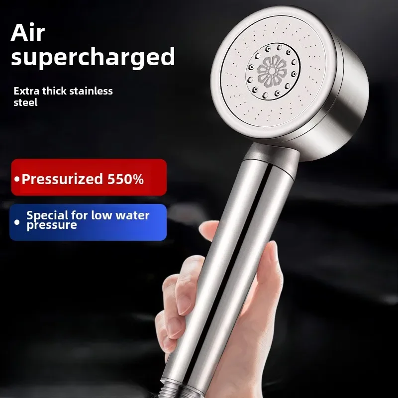 304 stainless steel pressurized shower head household super powerful water bath shower shower head set