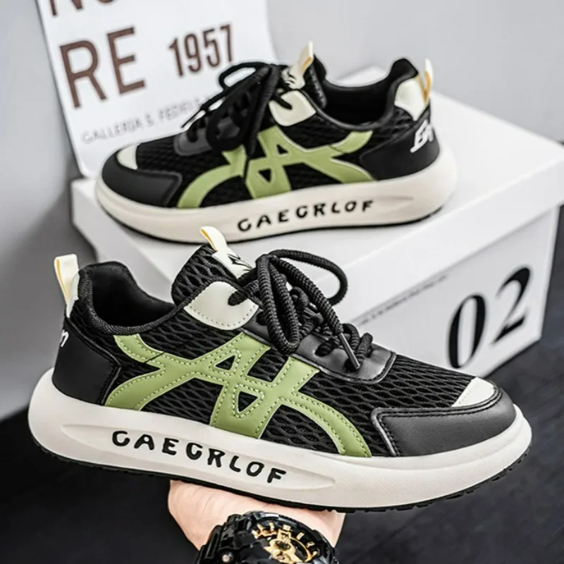 

Мужские повседневные спортивные кроссовки с сеткой, летние дышащие мягкие удобные кроссовки для бега, мужская вулканизированная обувь, теннисные кроссовки на платформе