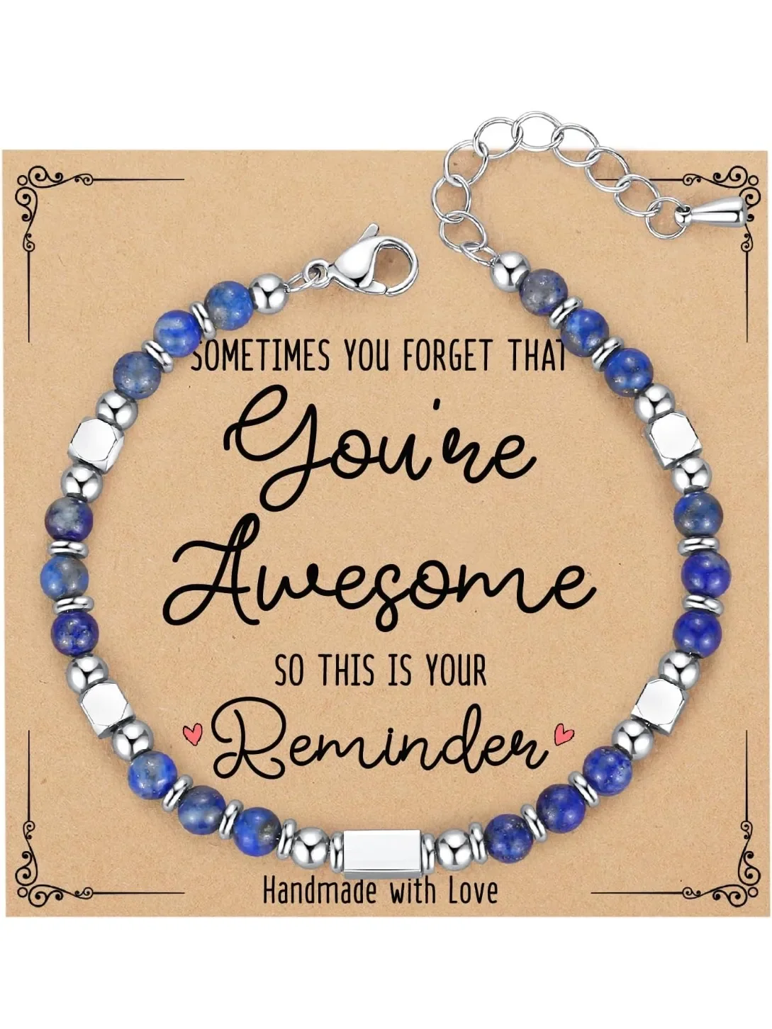 

Tiny Gemstone Beaded Bracelets for Women Teen Girls, You are Awesome Bracelets, Unique Gifts for Her Friend Sister Mom Daughter