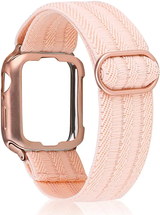 Strap+case For Apple Watch band 44mm 40mm 45 mm 41mm Nylon Fabric Elastic Bracelet iWatch Series 3 4 5 SE 6 7