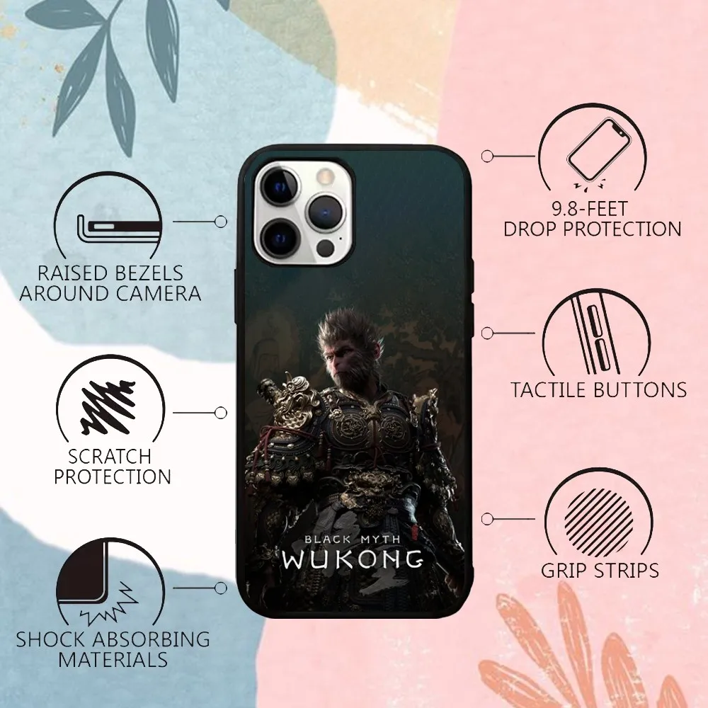 Black Myth W-Wukong G-Game Phone Case For IPhone 15 14 13 Pro Max 11 12 Mini Alex Mirror For Magsafe Wireless Charging Cover