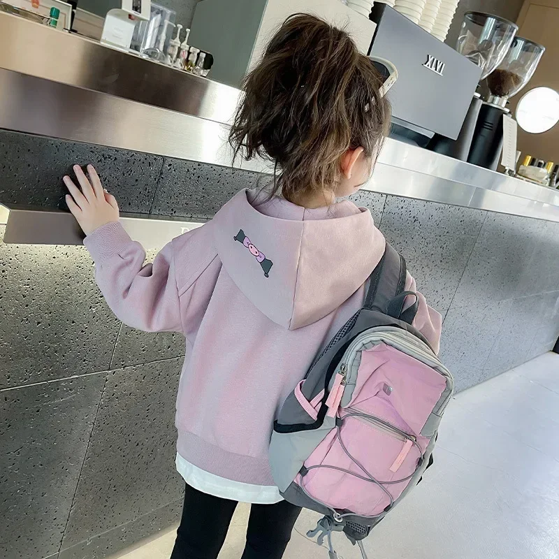 Manteau à capuche Kuromi Anime pour enfants, Kawaii, Sanurgente Ins, veste à manches longues, dessin animé mignon, mode Y2K, vêtements pour enfants, cadeaux