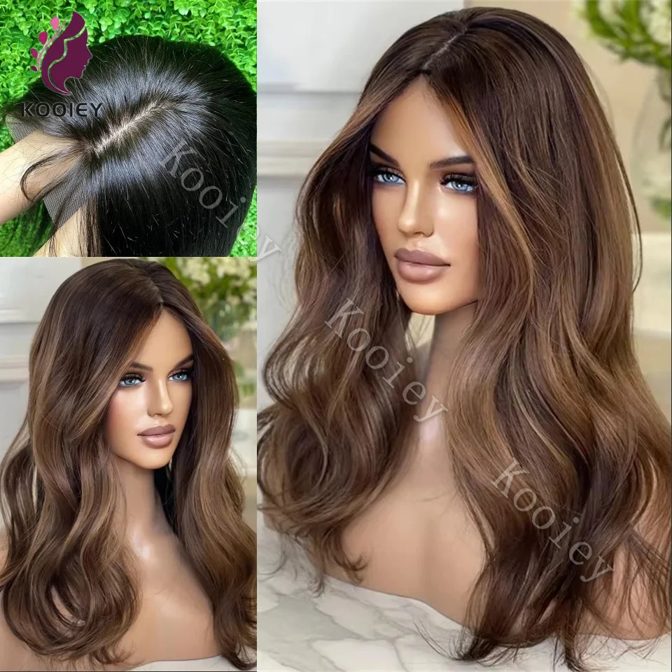 

Highlight Brown Scalp Base 13x4 Lace Front Wigs Body Wave Hunan Hair HD Glueless 5x5 Silk Top Closure Wig For Women Preplucked