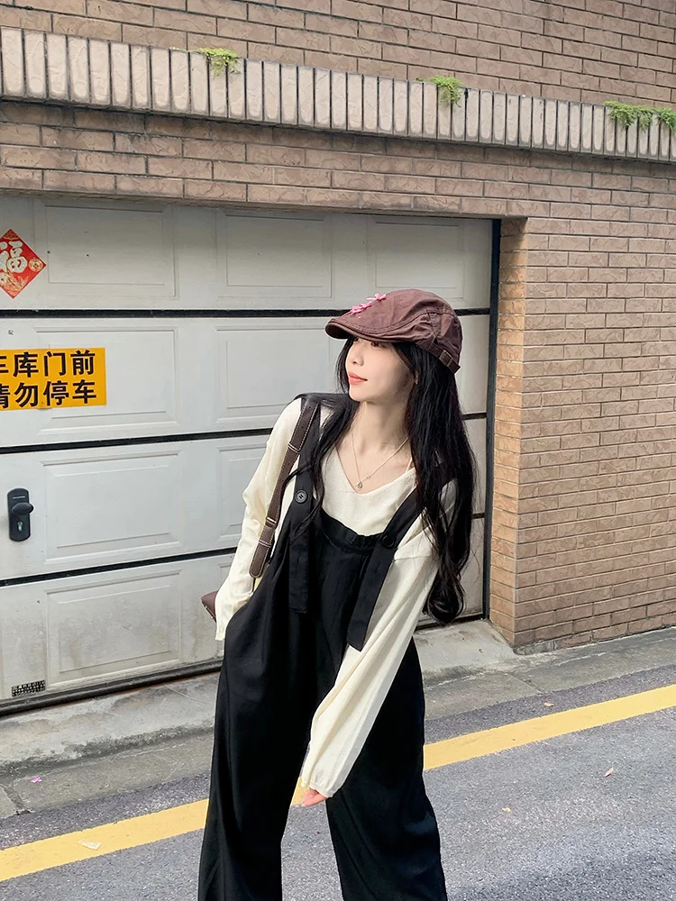 Tute Donna Estate Autunno Senza spalline Slim Big Elegante Lady Nero Y2K Abbigliamento Autunnoinverno Fit 2025 Style Full Seasons