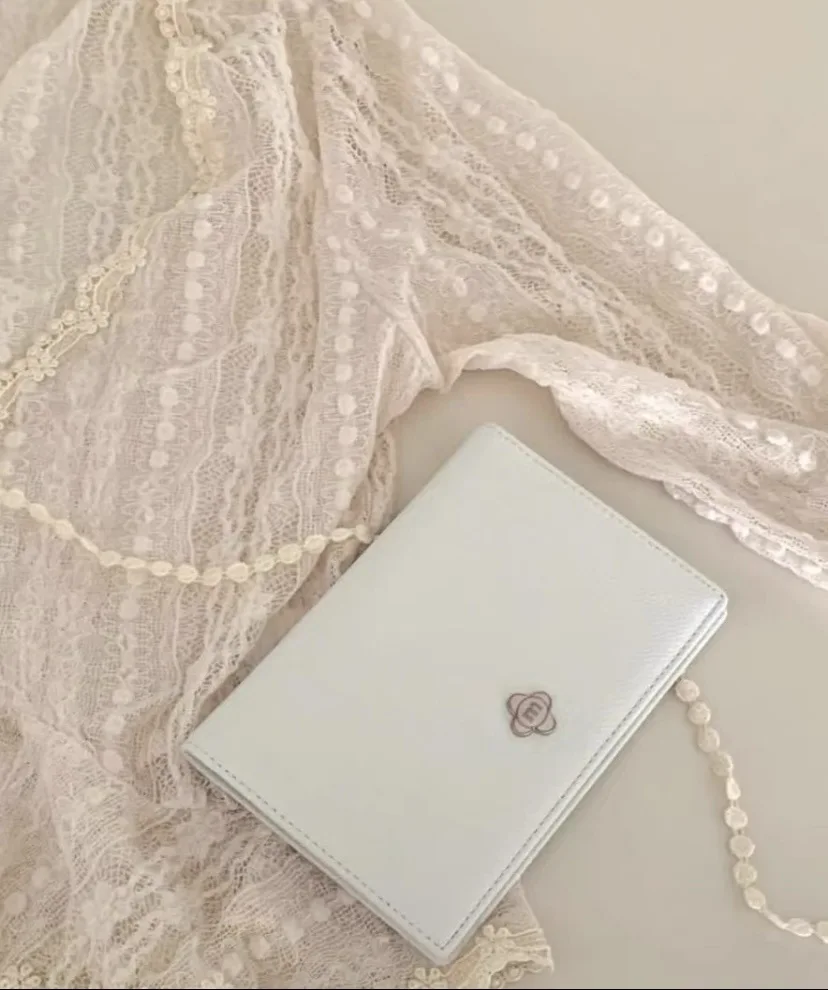 Korean niche passport holder cowhide solid color document holder card bag long handheld