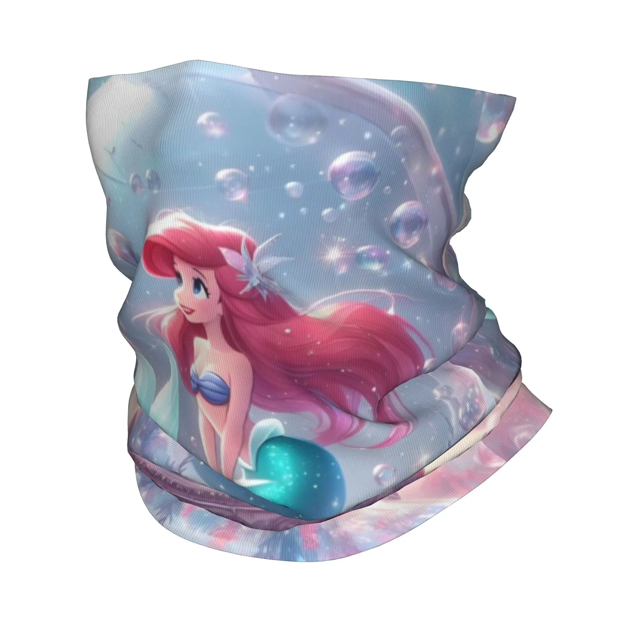 

Custom The Little Mermaid Bandana Winter Neck Warmer Men Windproof Wrap Face Scarf for Hiking Kawaii Princess Gaiter Headband