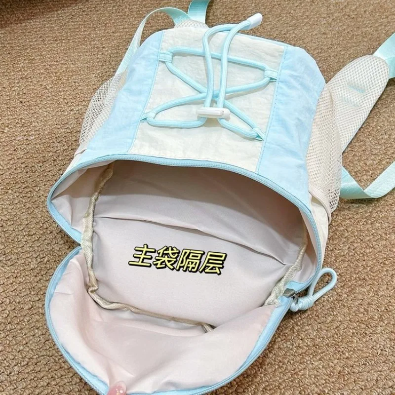 HAEX Dopamine Harajuku Backpacks Women 2025 Casual Light Nylon Patchwork Bags Female Small Capacity Daily Outgoing Bolso Mujer