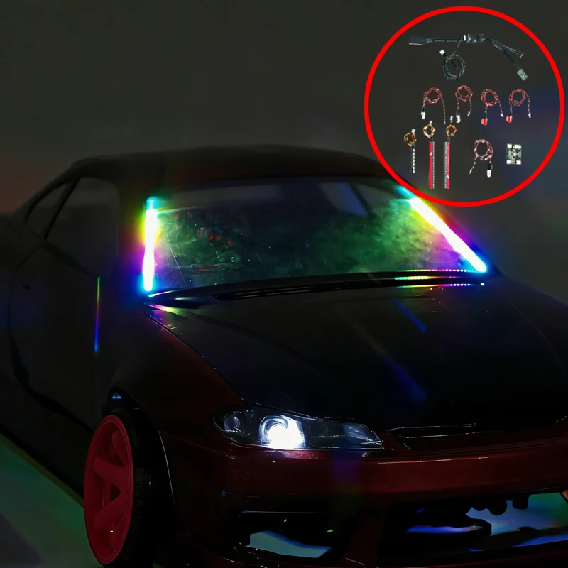 

1Set Multifunction Synchronized Model Drift Light Kit A-Pillar/Exhaust Pipe Lamp Simulation Headlights for 1/10 Scale RC Car