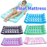 Inflatable Floating Bed PVC Inflatable Water Sleeping Bed Foldable Floating Lounger Air Mattress for Swimming Pool Party