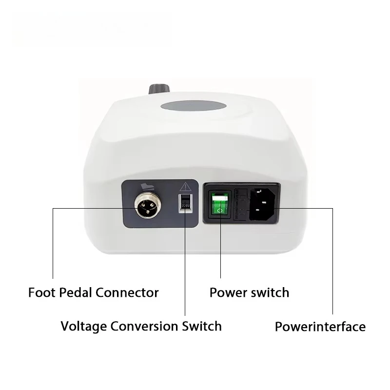 Dent 50000RPM Brushless Dental Lab Micromotor High Torque Digital Polishing Drill with Overload Protection Foot Pedal