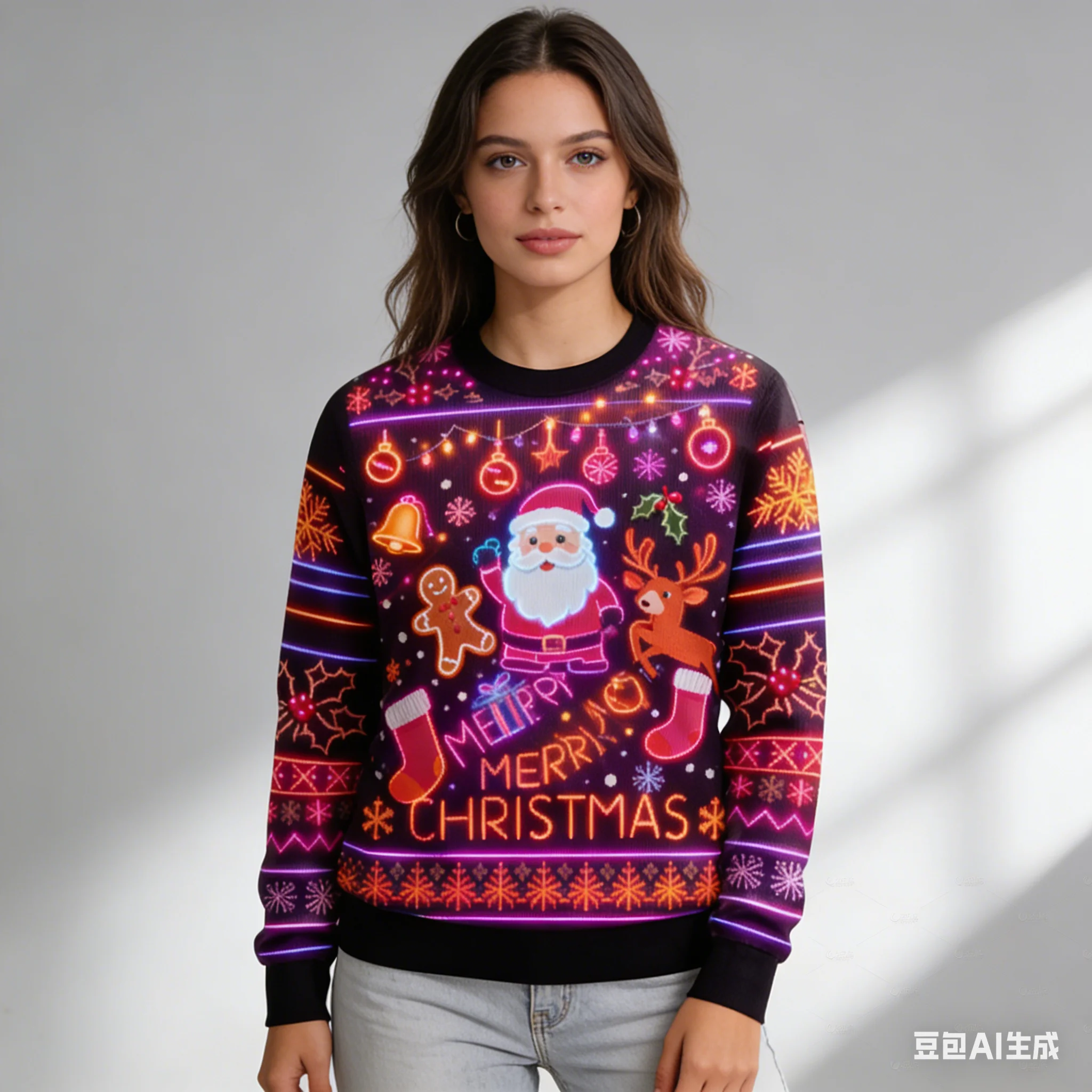 جديد سترة عيد الميلاد القبيحة للنساء الملابس 2026 مضحك وهمية أضواء النيون عيد الميلاد ضوء القبيح البلوز حفلة الهيب هوب للجنسين القمم