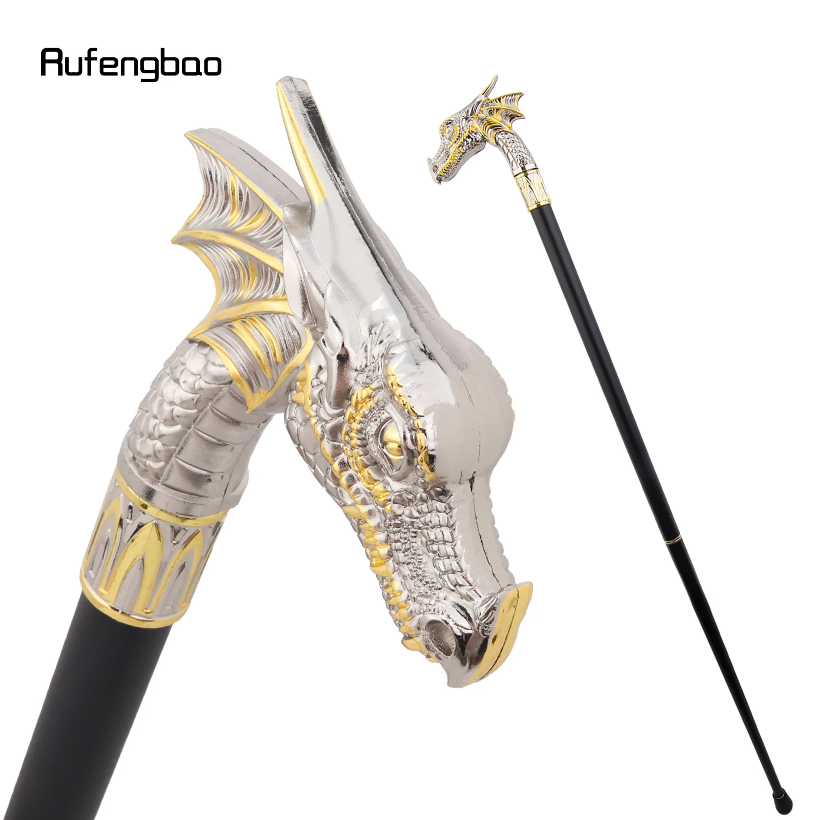 

Золотисто-белая голова дракона, модная трость, декоративная палочка для косплея, винтажная трость для выступлений, 94 см