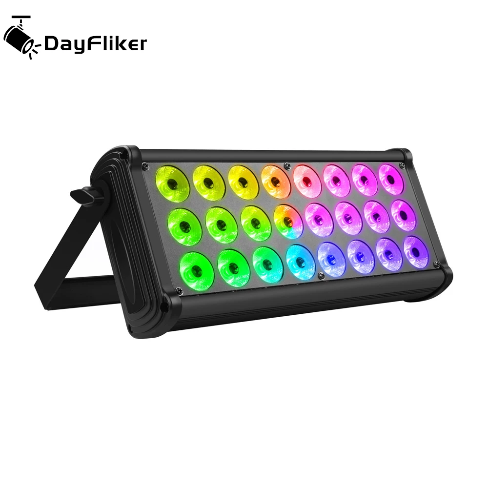 

24 LEDs Rainbow Wall Washer Light Stage Effect Beam Projector DMX Color Mixing Light RGBW Building Exterior Dyed Light Bar Club