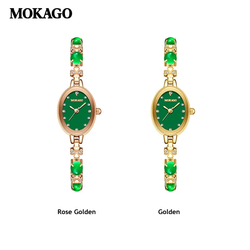 Ladies Peacock Green Crystal Jade Bracelet Watch Fashion Luxury Charm Waterproof Quality Jewelry Wristwatch for Women Girls