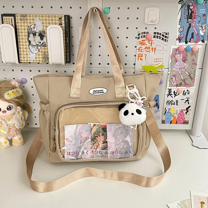 

HAEX Casual Nylon Women Ita Bags Harajuku Aesthetic DIY Anime Badge Crossbody Shoulder Bag Female Subculture Tote Bolso Mujer