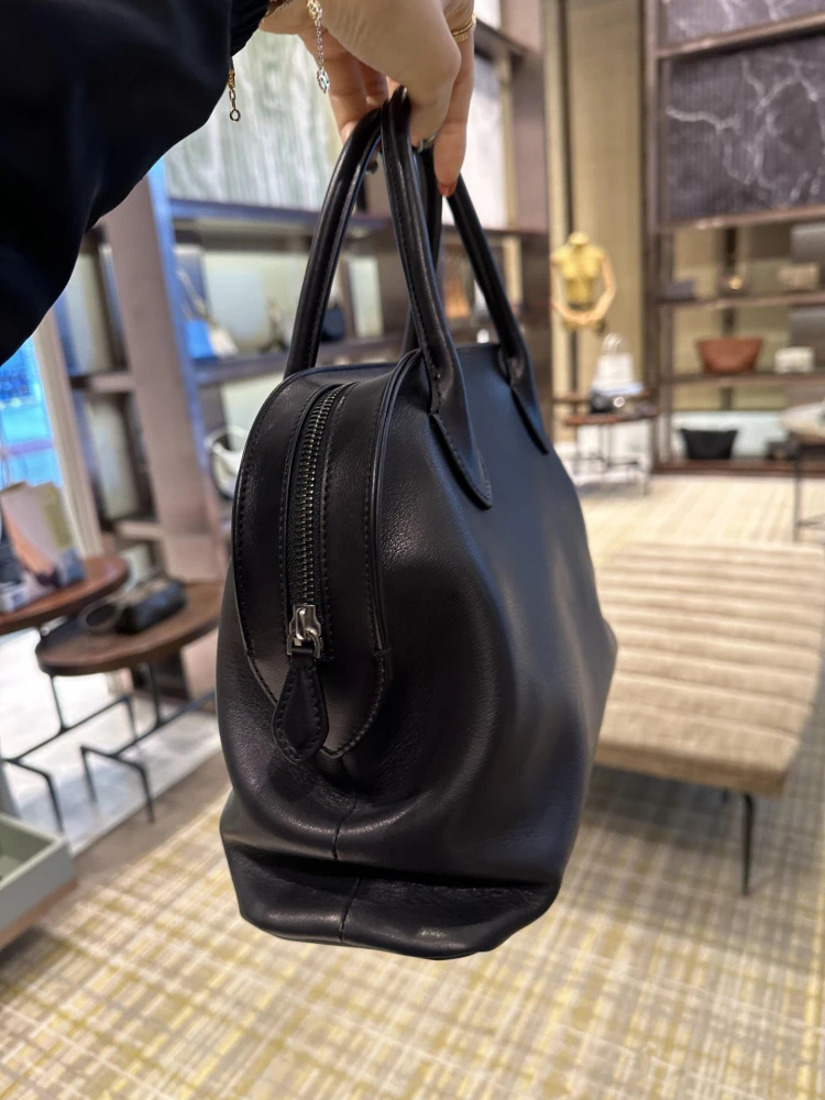 حقيبة بولينج إيطالية من الجلد من بورت.أوسوي، حقيبة يد نسائية كبيرة السعة على شكل صدفة، حقيبة للتنقل اليومي، حقيبة كتف ناعمة