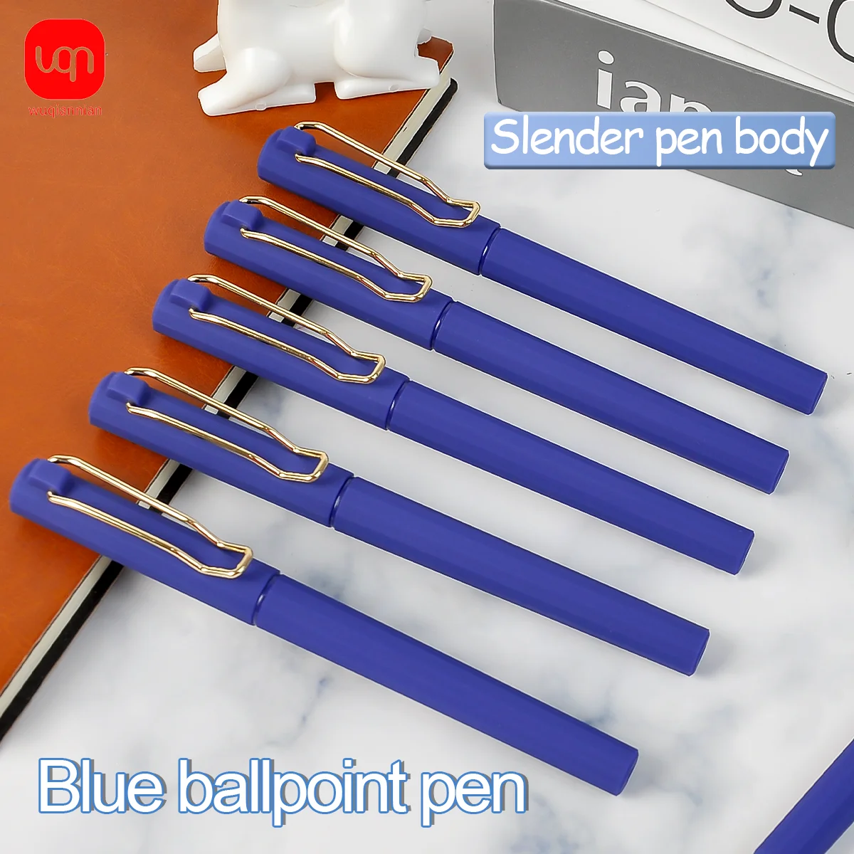 

WQN 3/6/12pcs Elastic Clip Blue Gel Pen 0.7mm Blue Core Frosted Quick Dry Water-Based Pen Comfortable to Grip Office Supplies
