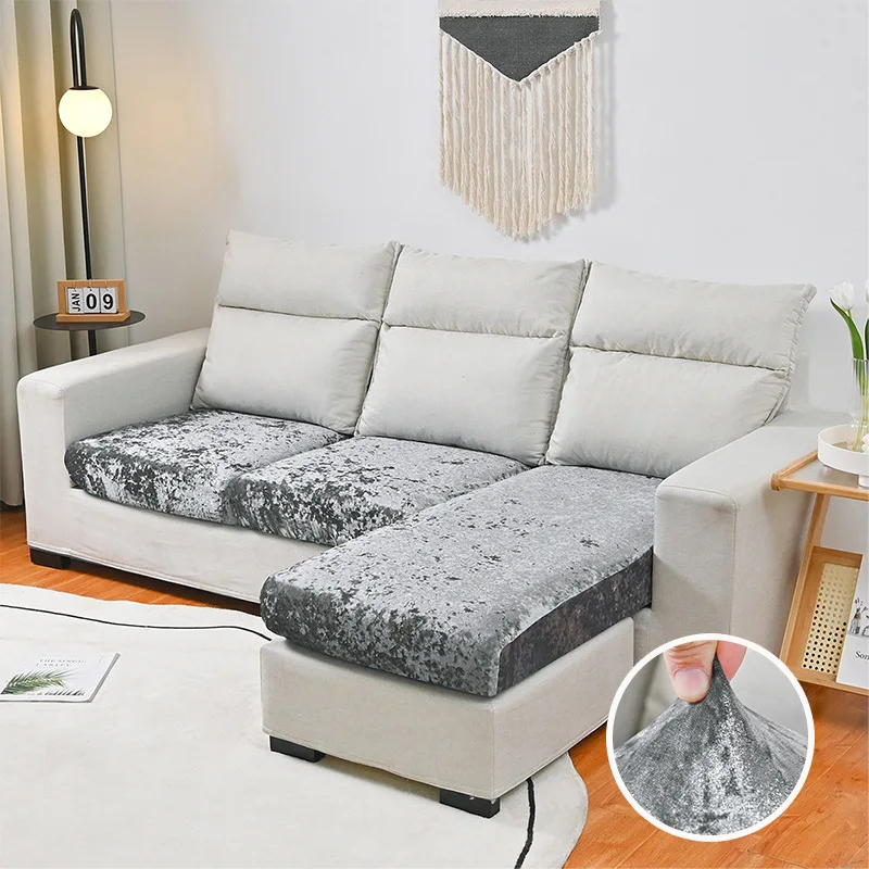 New Ice Velvet Couch Cushion Covers Adjustable Elastic Sofa Cushion Pad Cover 1pc Solid Color Soft Fleece Stretch Sofa Slipcover