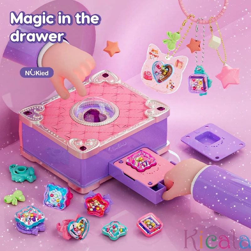 3D Magic DIY Sticker Machine Jewelry Making Kit for Kids DIY Handmade ring Bracelet Magic Book Creative Hand-Made Gift Box Set