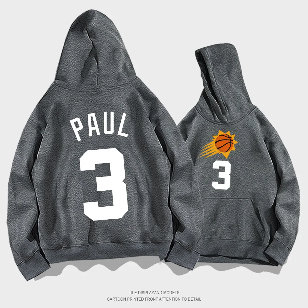

2025 men's and women's Suns Chris Paul No. 3 jersey printed sports fashion hooded sweatshirt autumn and winter clothing stre