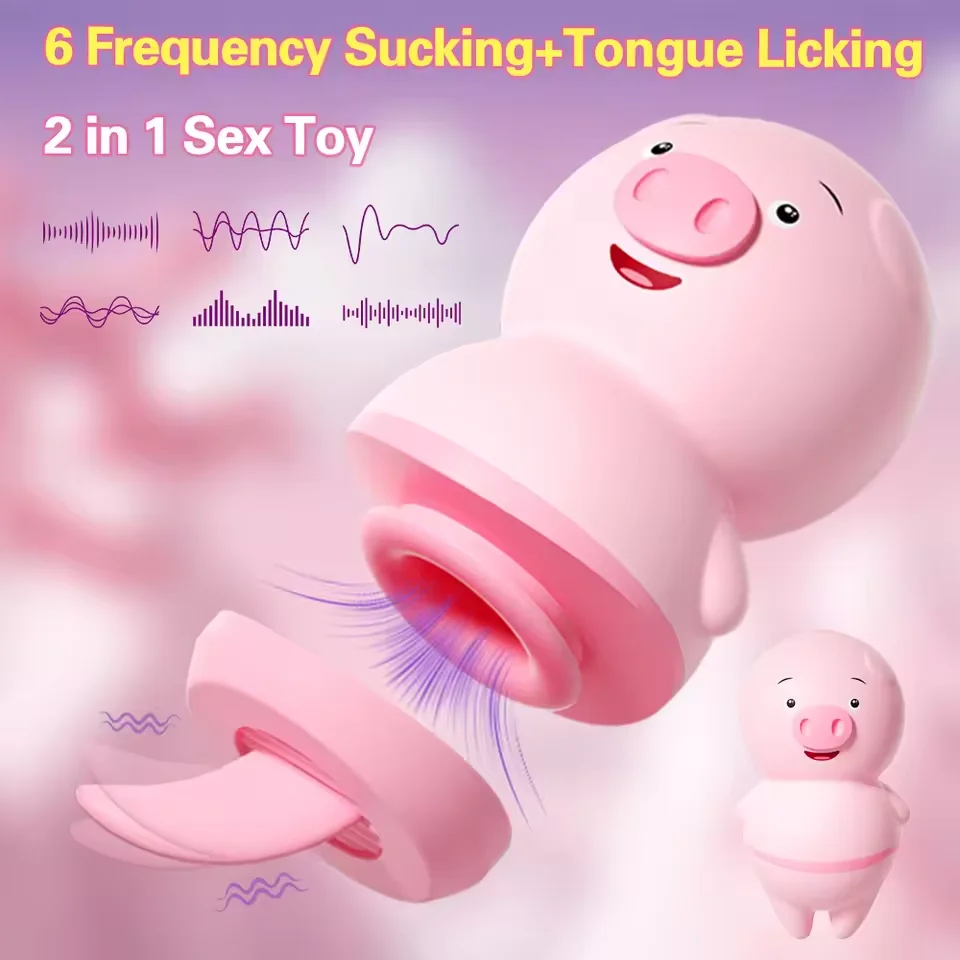 Vibrador para lamer lengua de cerdo para mujer, estimulador de clítoris de 6 modos, masturbador femenino de pezón y punto G, juguete sexual para parejas 18+