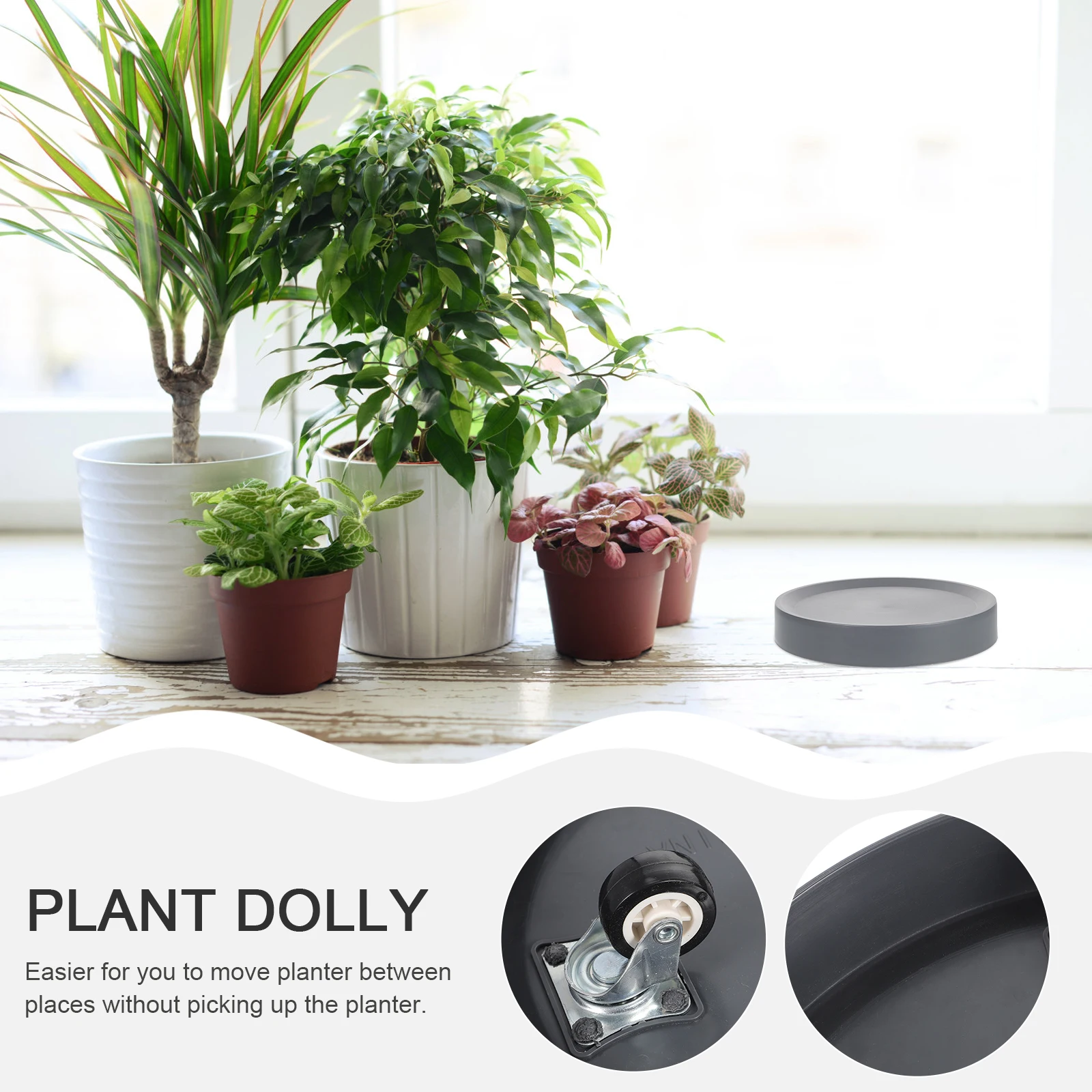 

Heavy Duty Plastic Flower Pot Tray Trolley Rolling Plant Stand Movable Planter Dolly Sturdy Thickened Universal Smooth Quiet