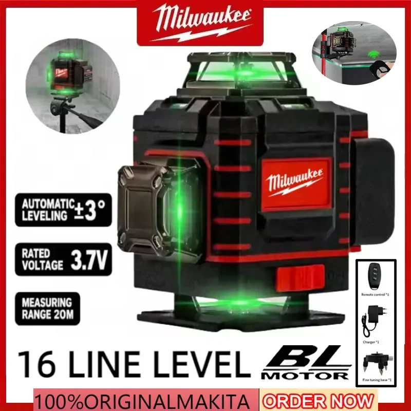 

Milwaukee Degree Вертикальный крестовый лазерный уровень 360 Зеленый луч Горизонтальная и вертикальная перезаряжаемая батарея Зеленый лазерный уровень Инструменты