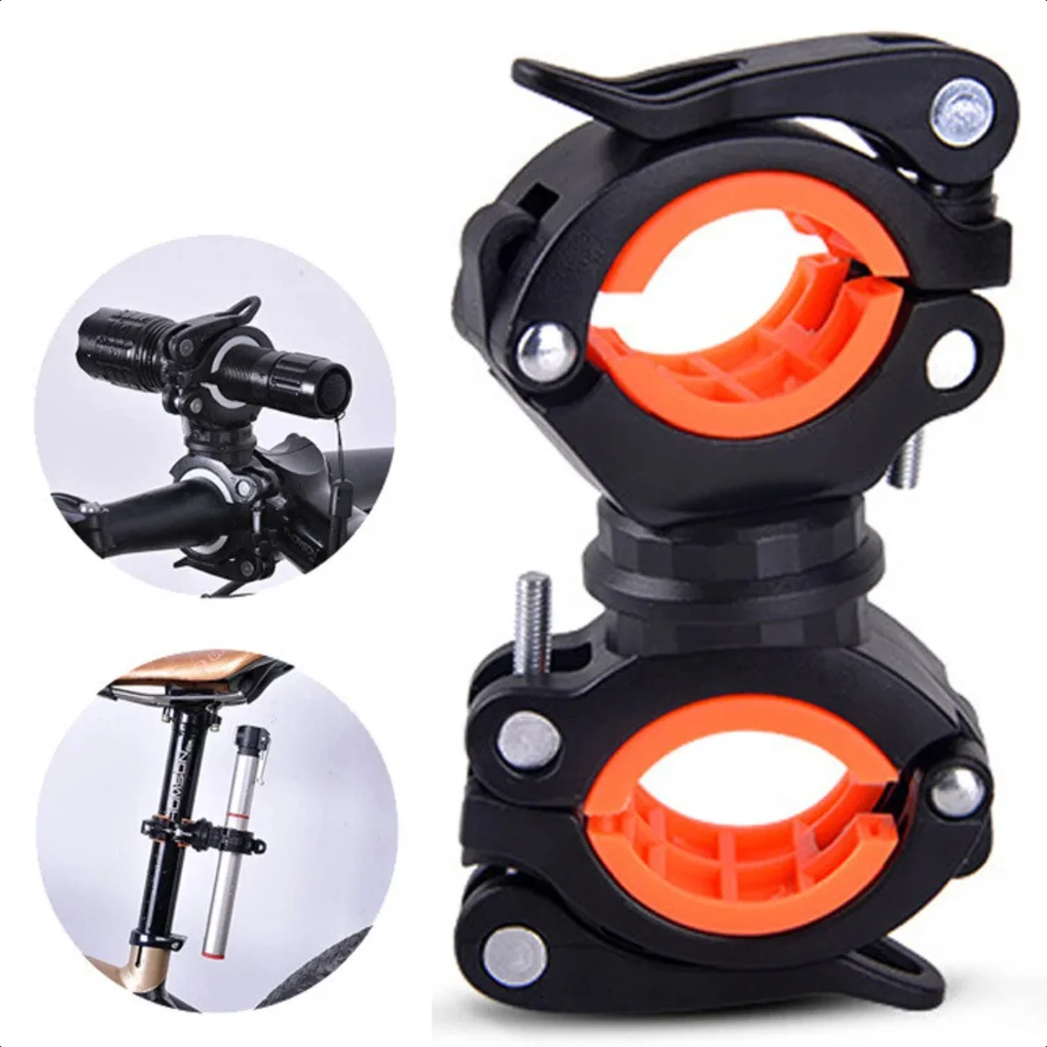 

Bicycle Light Bracket Bike Lamp Holder Torch Headlight Stand Quick Release Mount Degree Rotatable